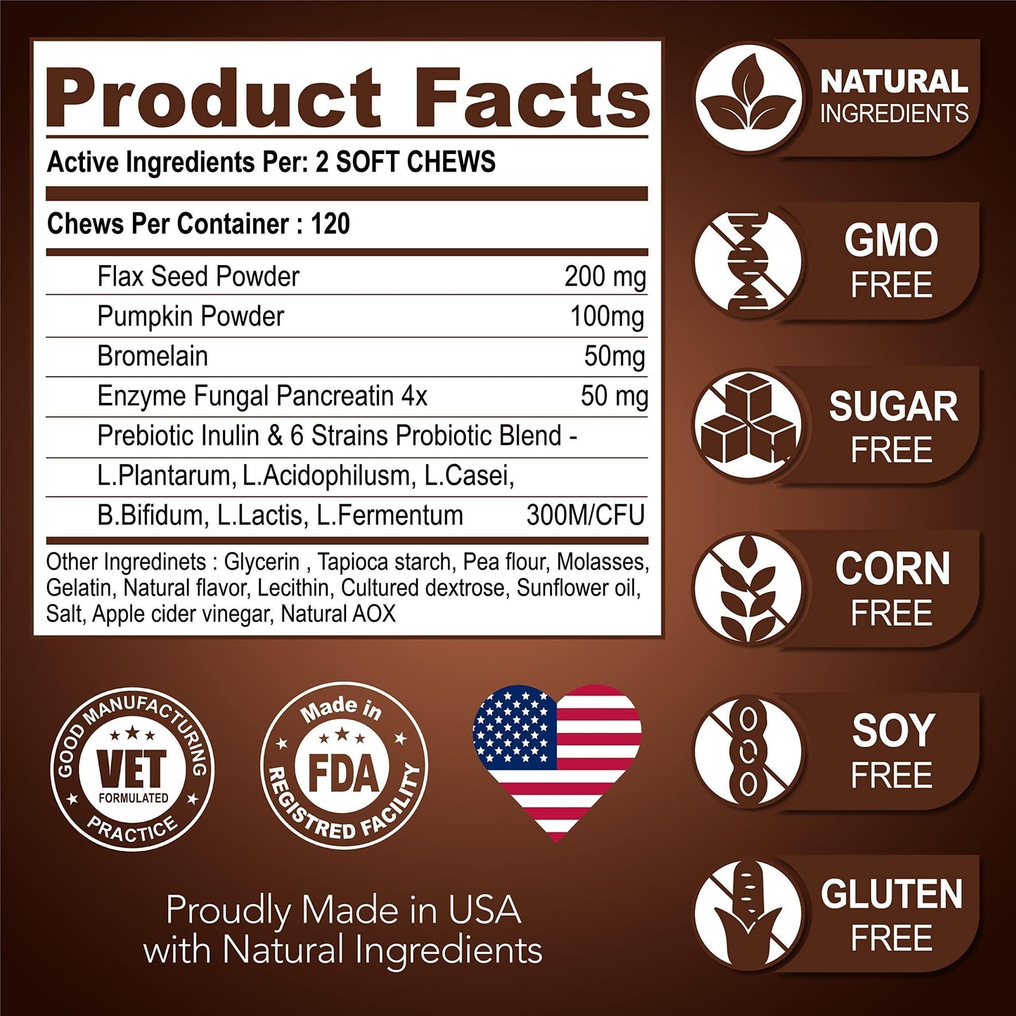 Super Poop Probiotics for Dogs - Dog Stool Softener - Fiber for Dogs Supplement - 6 Probiotics and Digestive Enzymes - Healthy Gut - Perfect for Firm Stool & Diarrhea Relief - 120 Chews