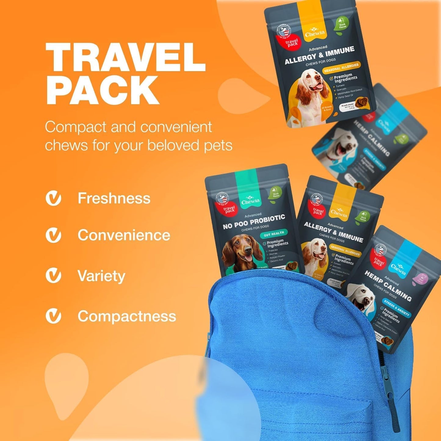 Seasonal Allergy Support Chews for Dogs - Itch Relief Travel Pack
