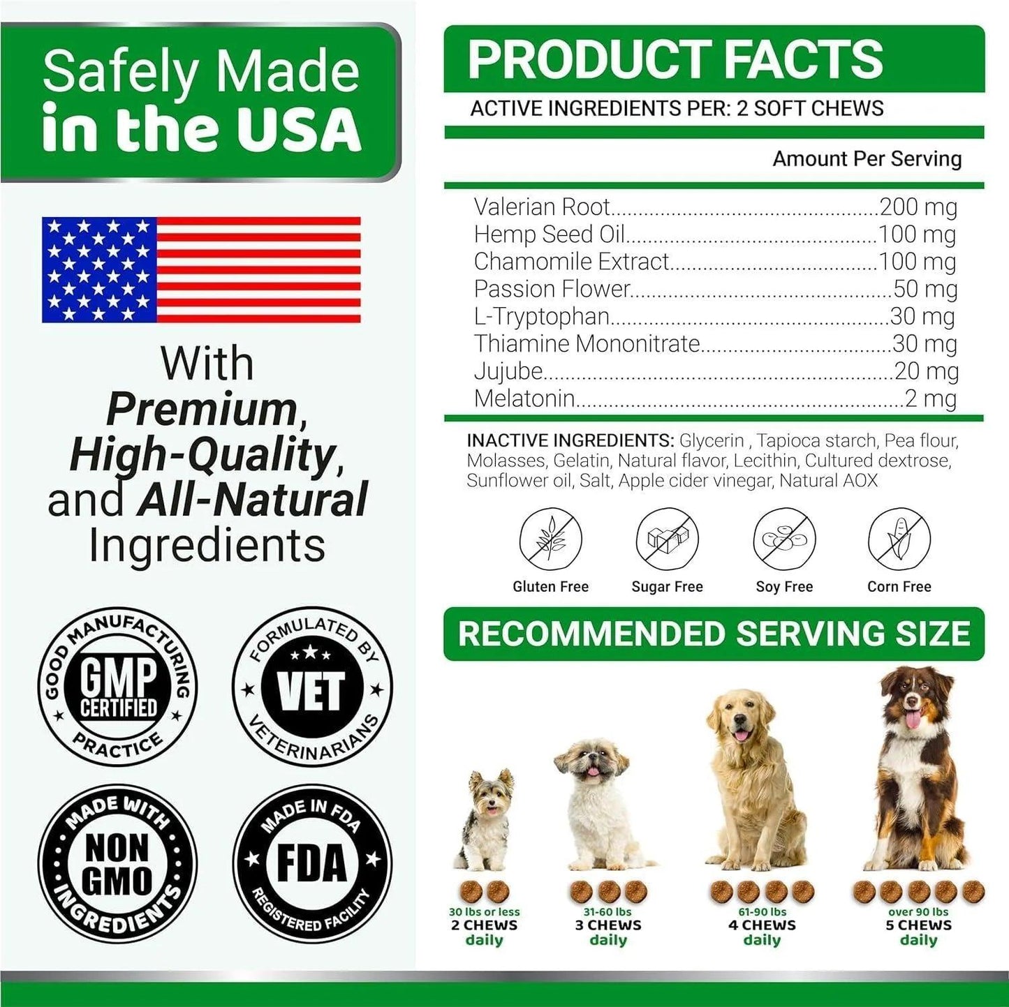 2 Pack Hemp Calming Chews for Dogs Advanced Dog Calming Treats Dog Calming