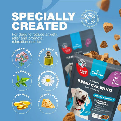 Calming Chews for Dogs Anxiety Relief Treats with Melatonin Chamomile Extract