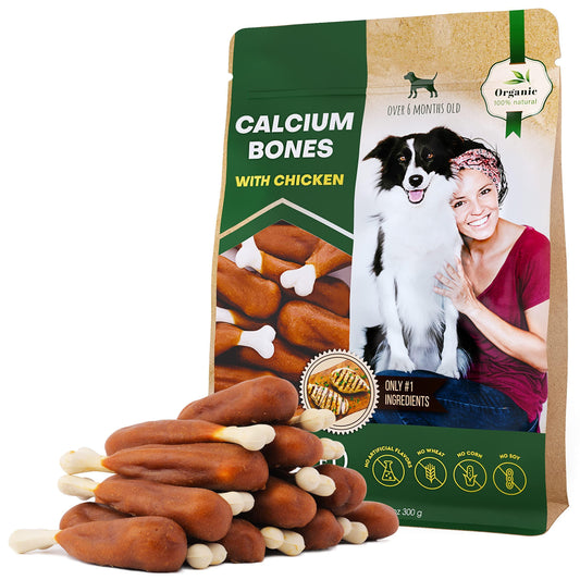 Dog Calcium Bones Wrapped Chicken & Rawhide Free Chew Treats Pet Healthy