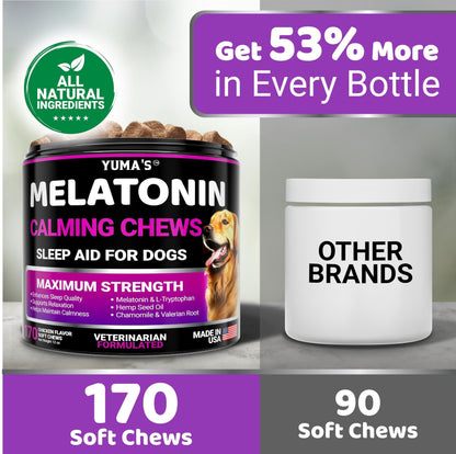 Melatonin Calming Chews for Dogs 170 Chews Dog Stress and Anxiety Relief