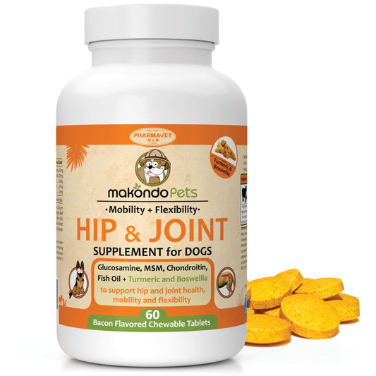 Dog Hip and Joint Supplement with Glucosamine Turmeric for Dogs, Chondroitin, MSM, Boswellia. Tablets for Mobility, Agility, Limping, Pain & Inflammation Relief for Senior Dogs