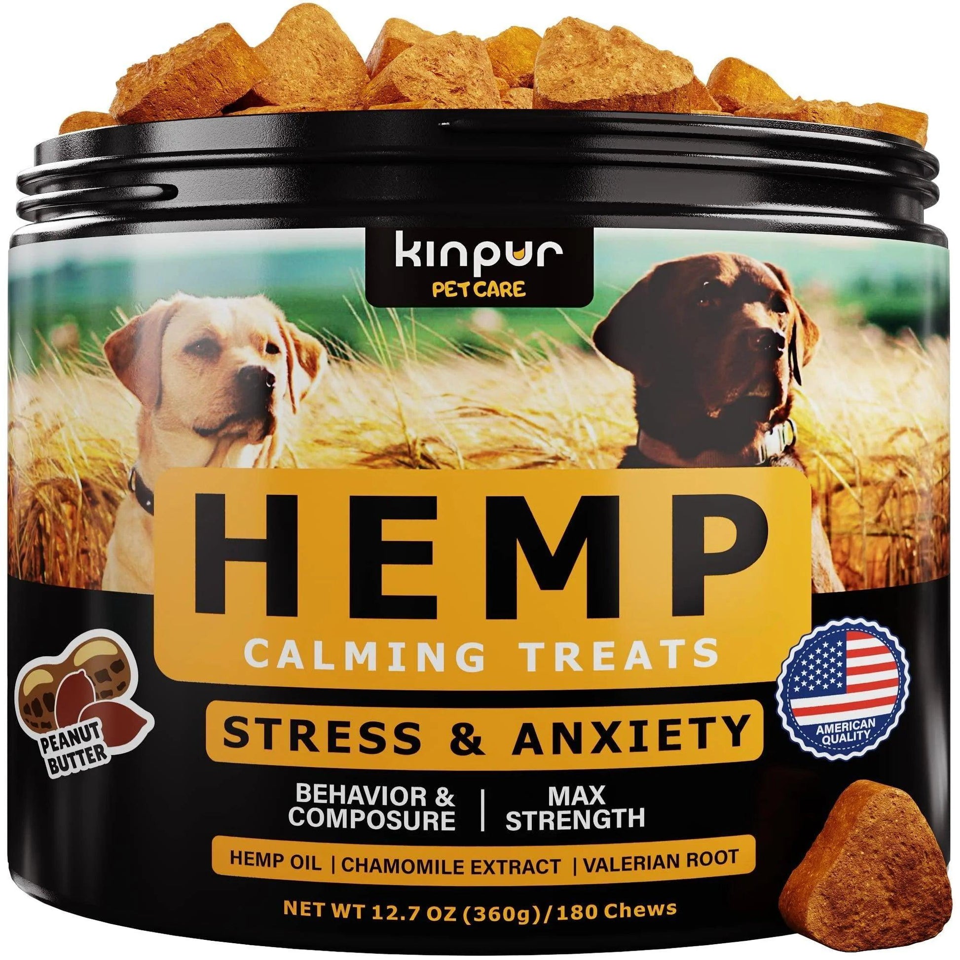 Natural Calming Chews for Dogs with Hemp Oil and Valerian Root (Peanut Butter