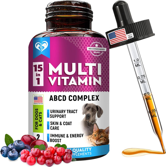 Multivitamin Liquid Supplement with Glucosamine and Cranberry for Dogs and Cats