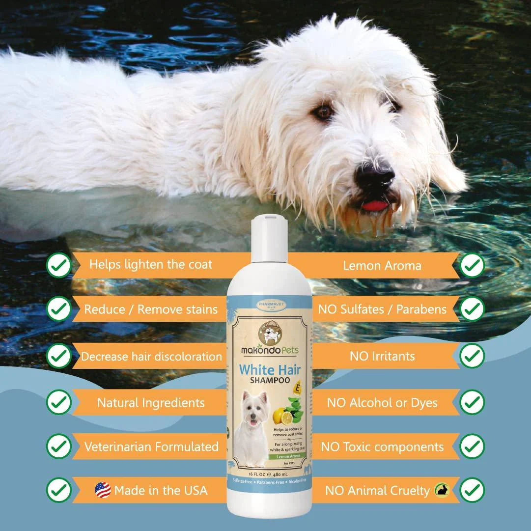 Dog Whitening Shampoo for Dogs with White Light Colored Hair Coat Fur White