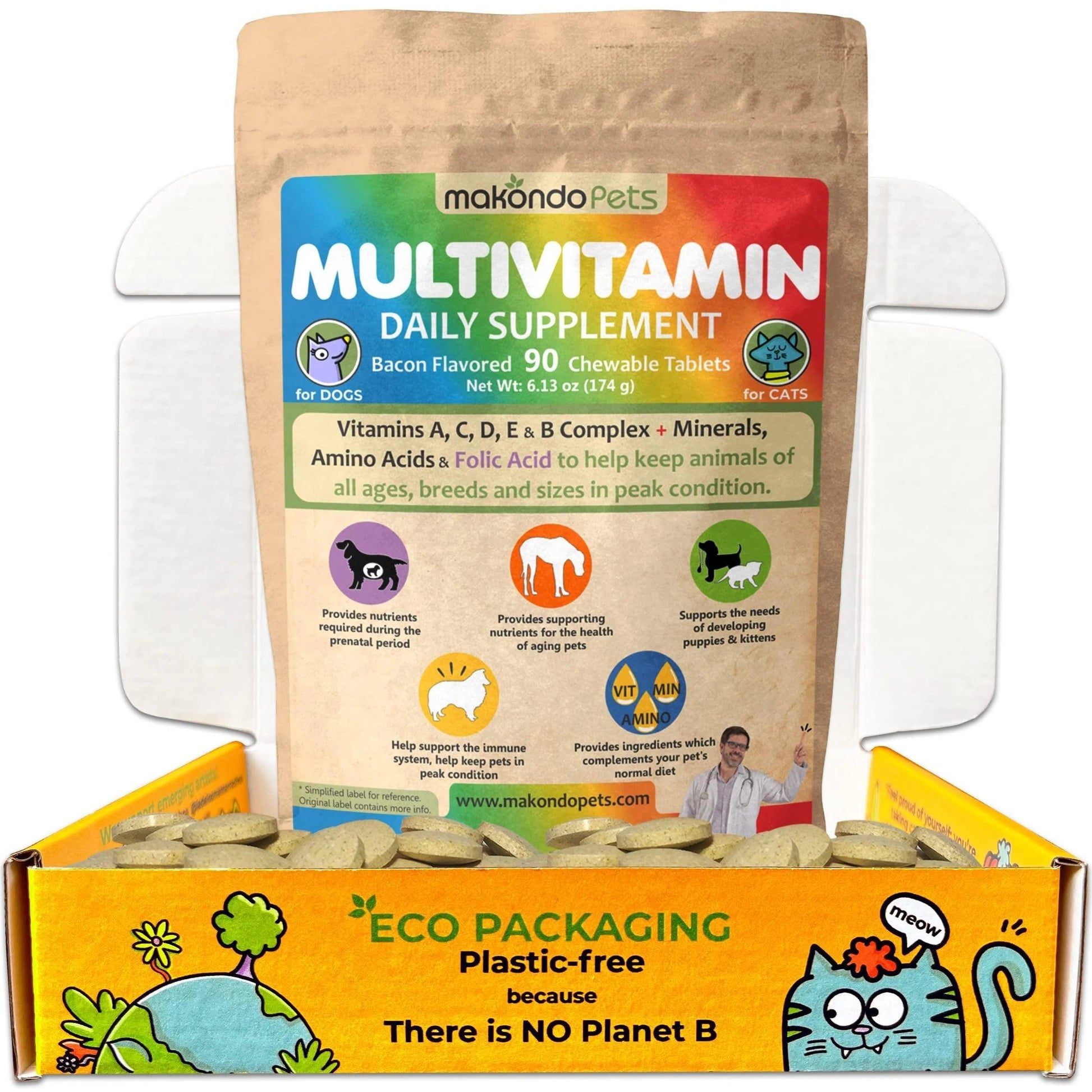 Prenatal Dog Vitamins Multivitamin for Dogs and Cats with Folic Acid Minerals