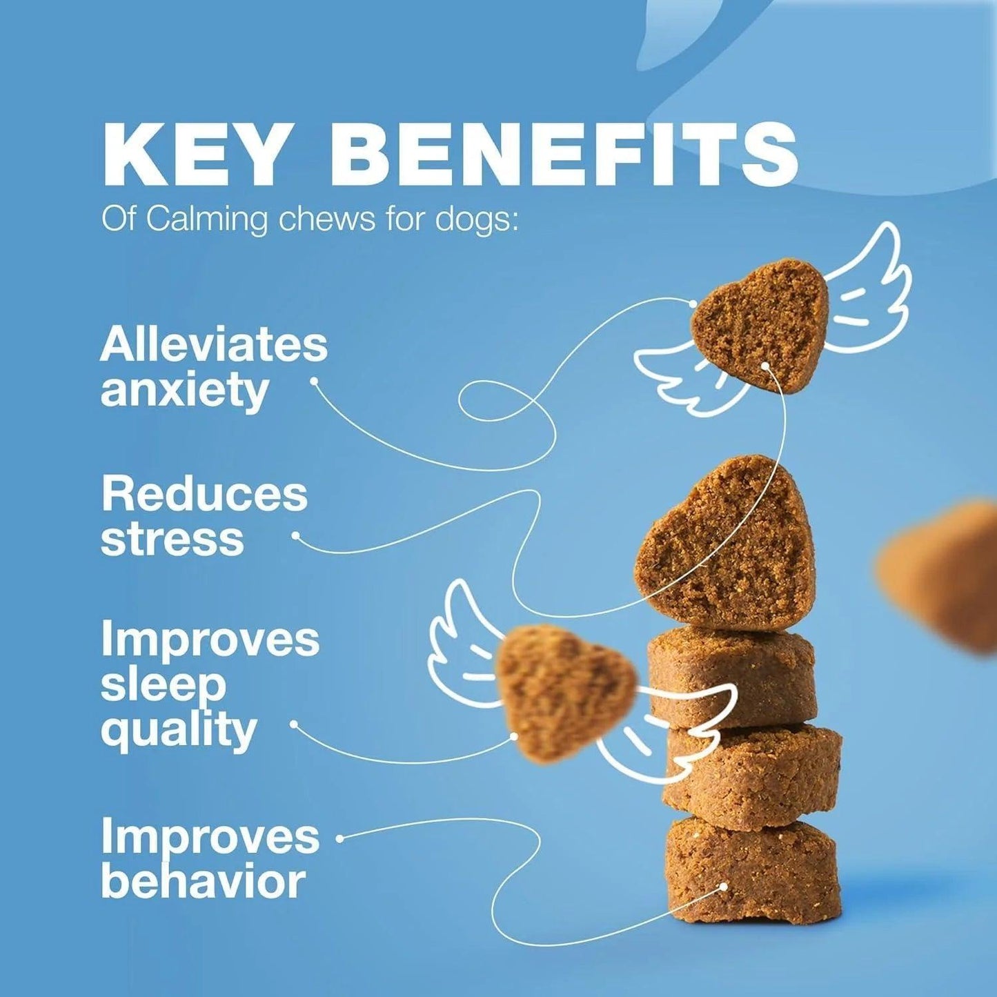 Calming Chews for Dogs Anxiety Relief Treats with Melatonin Chamomile Extract