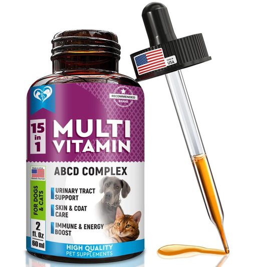 Multivitamin Liquid with Glucosamine and Cranberry Health Supplements for Dog and Cat 