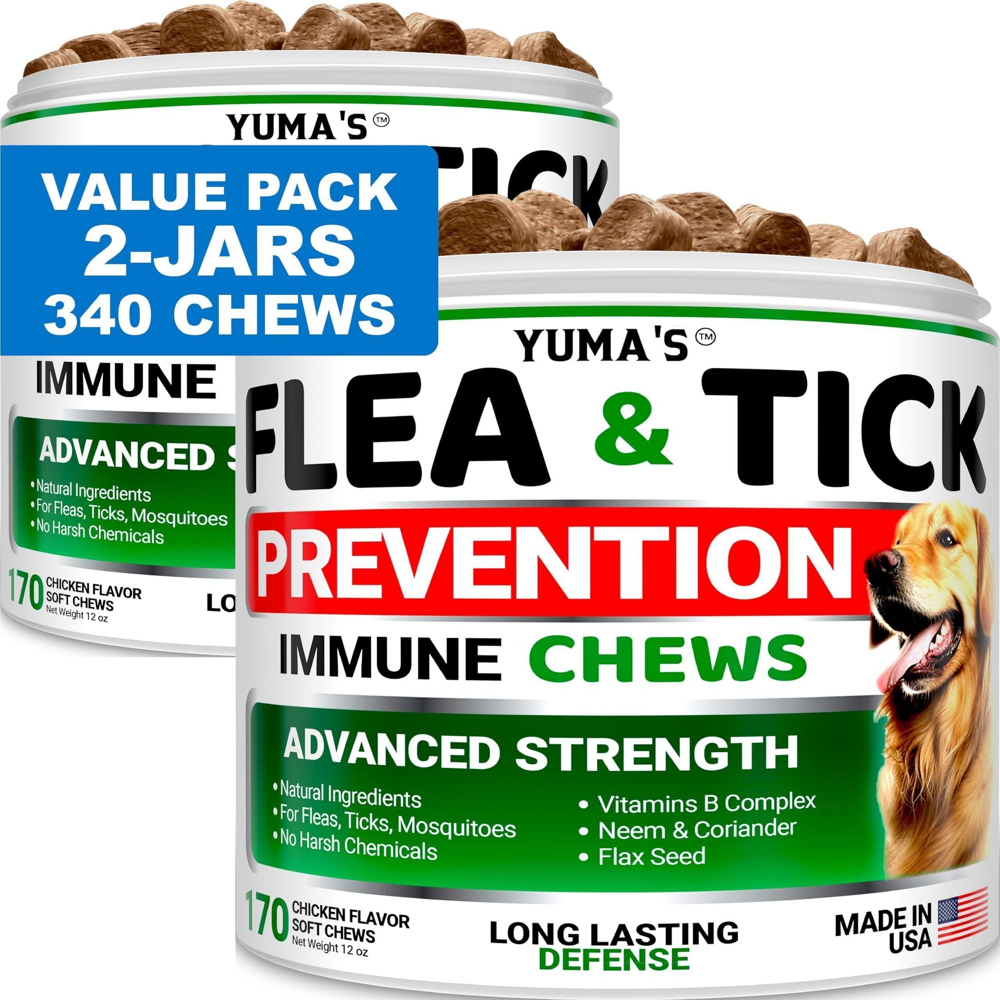 2 Pack Insects Prevention for Dogs Chewables Natural for All Breeds and Age