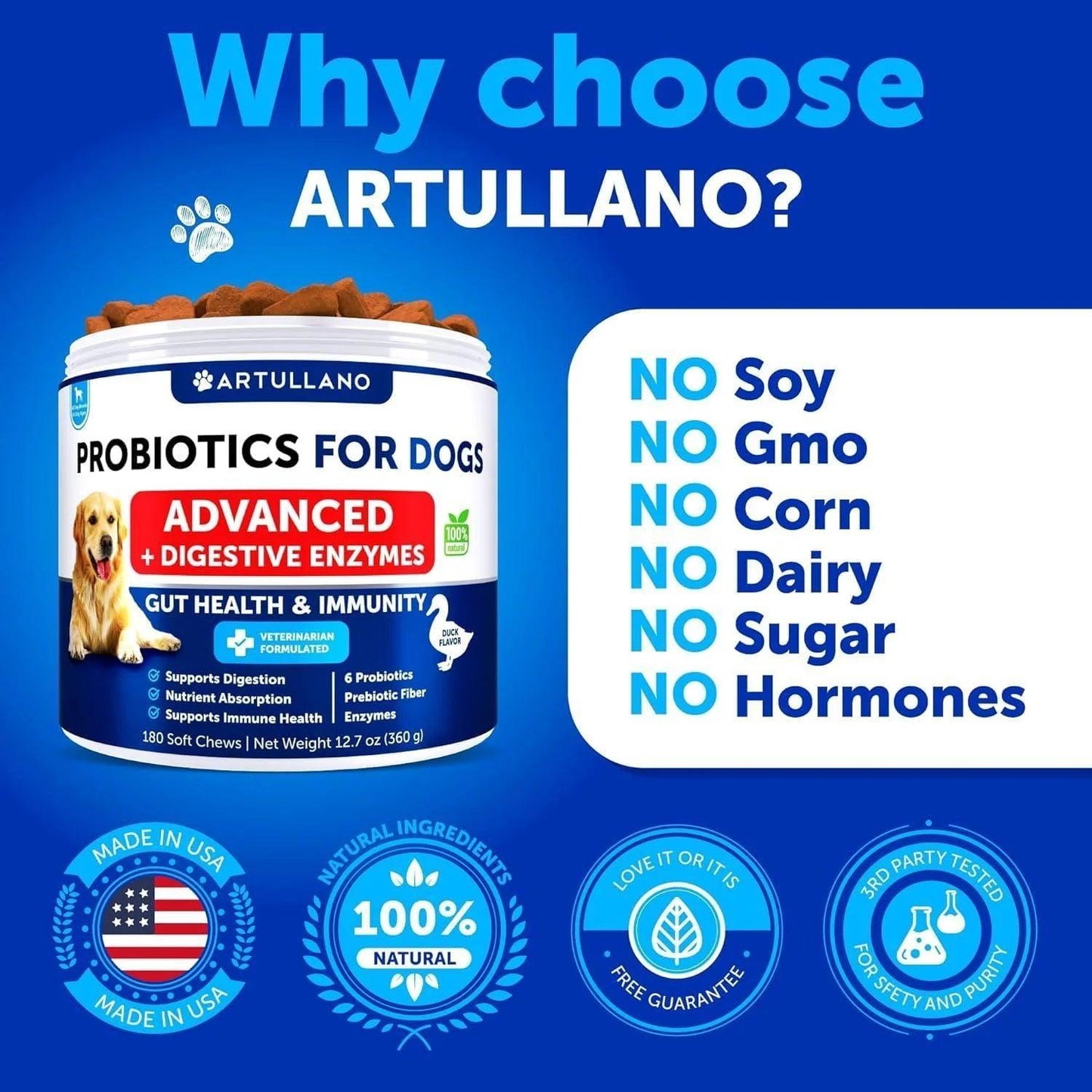 Probiotics for Dogs Support Gut Health Itchy Skin Allergies Immunity Yeast