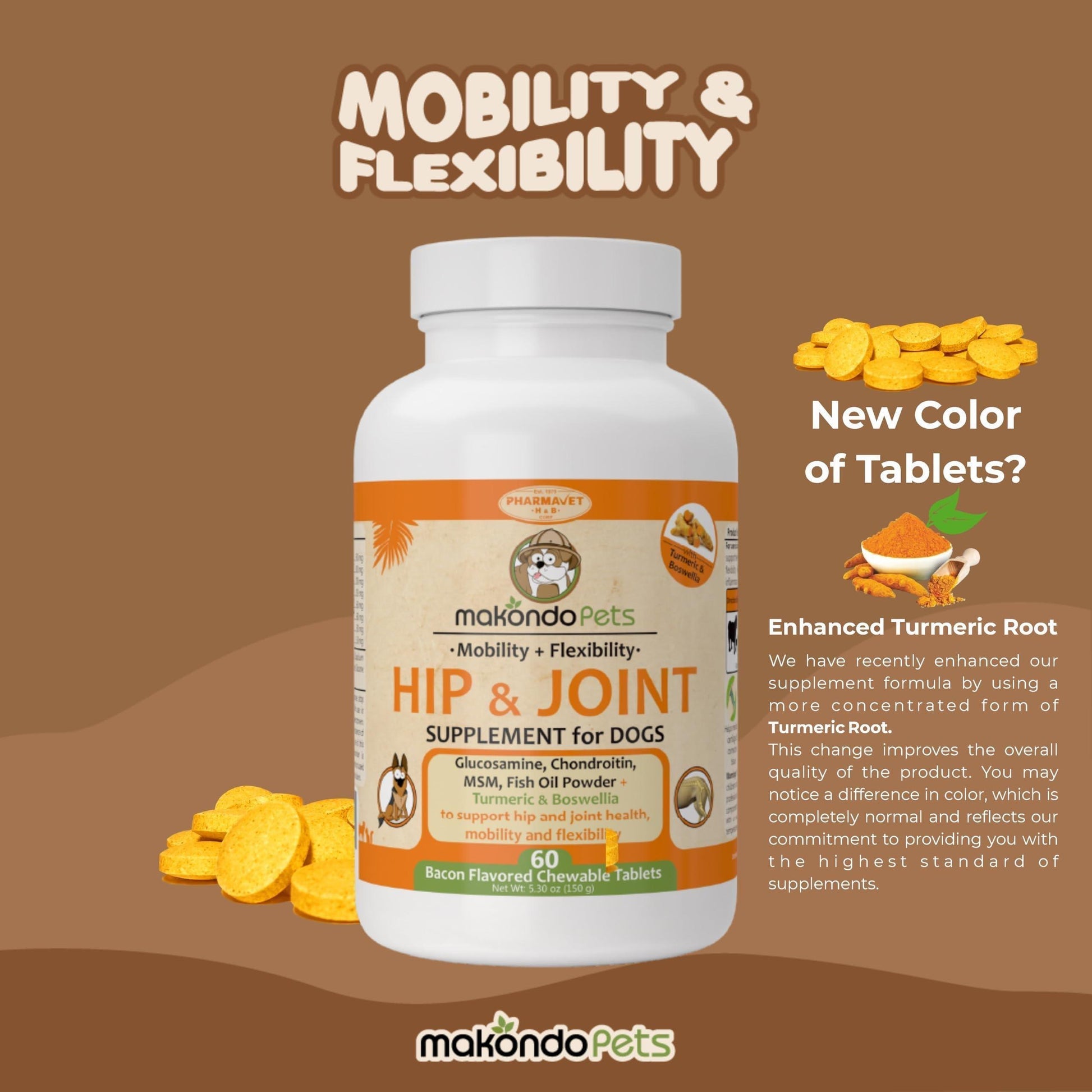 Hip and Joint Supplement for Dogs with Chondroitin, Collagen, and Turmeric