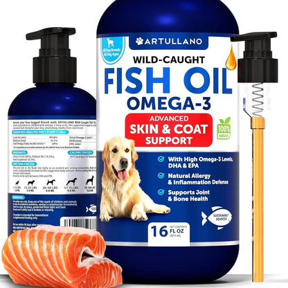 Omega 3 Fish Oil for Dogs 16 FL OZ - Skin and Coat Defense and Support