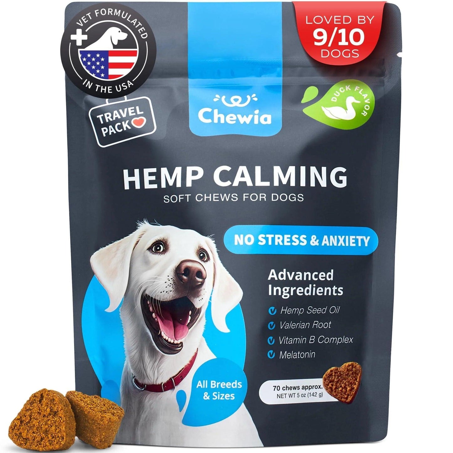 Calming Chews for Dogs Anxiety Treats with Melatonin Valerian Root Chamomile